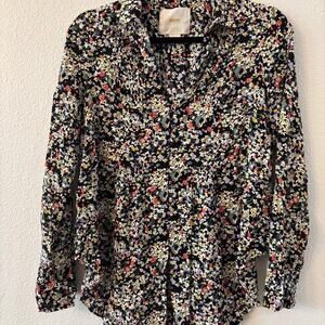 Maeve black floral blouse